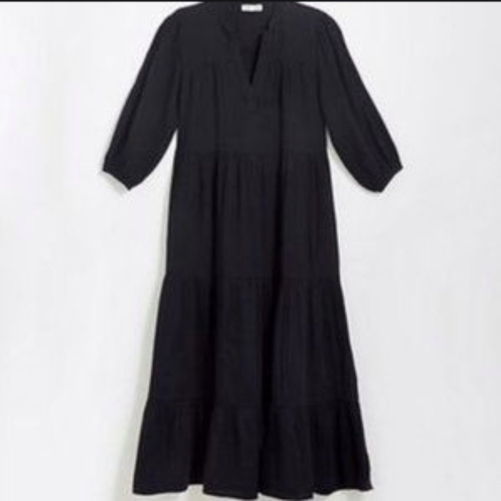 Lou & Grey Tiered Pocket Maxi Dress BLACK